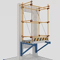 Industrial Construction Scaffolding Platform With Metal Frame Stable Base And Safety Stripes