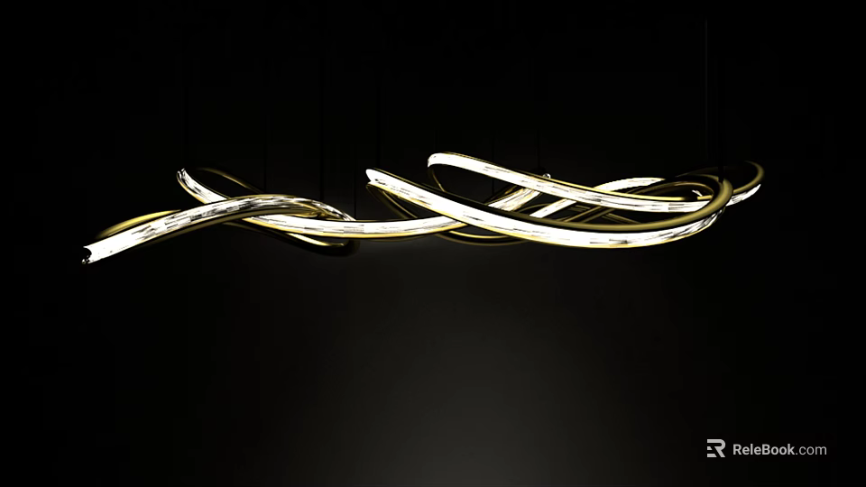 Modern Curved LED Chandelier With Unique Lighting Design For Contemporary Interiors 3d model 