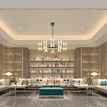 Modern Luxury KTV Lobby With Chandelier Sofa Wine Rack And Decorative Art
