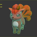 Red Nine Tailed Fox Game Movie Character With Fluffy Fur And White Chest