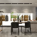 Professional Attire Clothing Store With Hanging Suits Display Area And Interior Plants