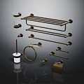 Modern Brass Bathroom Living Essentials Featuring Towel Racks Toilet Brush And Holders