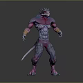 Game Movie Character Featuring Muscular Body Scaled Skin Horned Head Tail And Clawed Feet