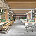 Railway element restaurant canteen stall dining table and chair card holder modeling ceiling theme wall image wall modeling wall 3d model