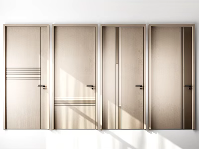 Modern Swing Doors With Wooden Finish Minimalist Design And Decorative Details 3d model