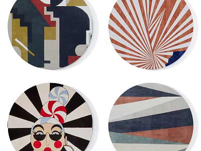 Round Rugs With Various Colorful Patterns And Creative Designs For Home Decor 3d model