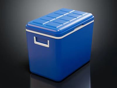 Blue Portable Freezer With Grooved Lid And Side Handle Modern Design 3d model