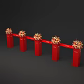 Commercial Equipment Red Pillars With Yellow Decorations Arranged In A Row