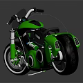 Green Modern Motorcycle With Shiny Surface Black Seat And Circular Design Elements