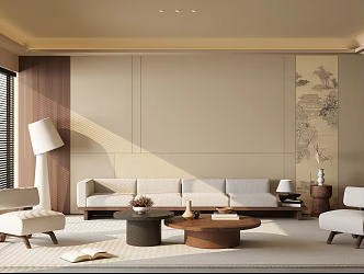 Antique Style Home Living Room Sofa Coffee Table Combination Accessories Ornaments Leisure Chair Floor Lamp Sofa Background Wall Carpet 3d model
