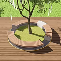Tree Pit With Circular Wooden Bench Green Plants And People Relaxing On Wooden Floor