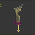 Fantasy Decorative Sword With Gray Blade Green Glowing Patterns And Red Hilt