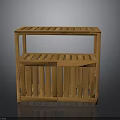 Wooden Storage Cabinet With Slatted Top Shelf And Lower Slatted Doors