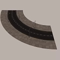 Curved Road Infrastructure With Lane Markings Street Lamps And Paved Sidewalks