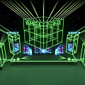 Wander Peak Stage with Green Laser Beams Starry Sky Background and Multiple Screens