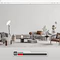 Modern sofa coffee table combination 3d model
