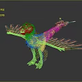 Fantasy Character Green Mythical Creature With Plant Like Wings And Pink Feathers