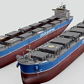 Two Large Blue Red Cargo Ships With Cargo Containers On Deck 3d model
