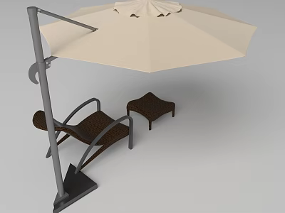 Outdoor Sunshade Canopy With Wicker Chair And Side Table For Patio Leisure 3d model