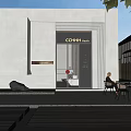 VIEWMAX Modern Storefront White Facade Featuring Glass Doors And Customer Standing 3d model