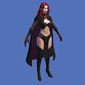 Striking Game And Movie Character With Red Hair Black Cape And Long Boots
