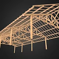 Climbing Plants Growing On Wooden Pergola Frame Structure 3d model