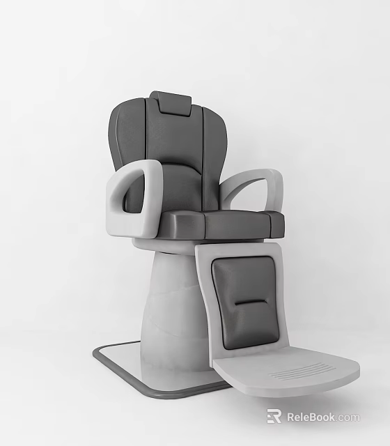 Gray Modern Massage Chair With Backrest Armrests Cushion and Footrest 3d model 