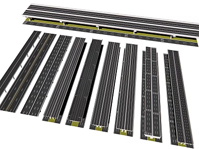 Various Road Infrastructure Design With Multiple Lanes And Central Divider Elements 3d model