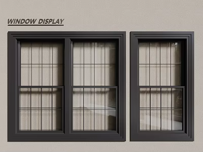 Black Frame Casement Windows With Grilles For Building Exterior 3d model