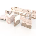 Ancient Stone Building Structure With Ruined Architectural Fragments And Blocks