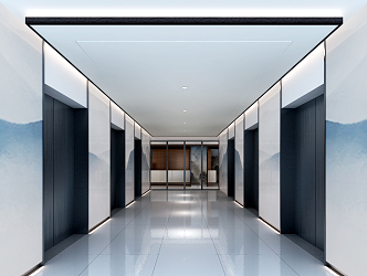 New Chinese Elevator Hall 3d model