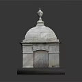 Stone Dome Structure Miniature Model with Classical Architecture Design Wooden Door and Decorative Spire
