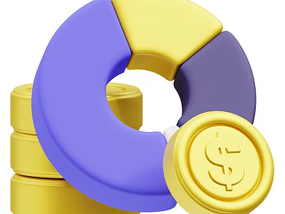 Elegant Modern Decorative Ornament Set Featuring Gold Circular Rings And Stacked Coin Elements 3d model