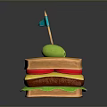 Tasty Layered Sandwich With Fresh Lettuce Tomato And Olive On Toothpick
