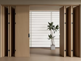 Modern wooden folding door multi-link sliding door wooden sliding door 3d model