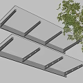 Transparent Glass Canopy With Metal Frame For Modern Outdoor Garden Sun Protection