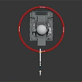 Weapon System Featuring White Cylindrical Component Gun Barrel And Red Circular Ring On Square Base