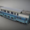 Blue And White Train Carriage With Multiple Windows And Classic Body Design