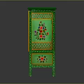 Green Cabinet With Colorful Floral Patterns And Decorative Exterior Design