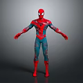 SpiderMan Character In Red And Blue Torn Suit Standing With Arms Outstretched