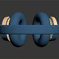 Blue Over Ear Headphones With Gold Accents Computer Accessory On Black Surface With Reflection