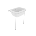 Modern White Washbasin With Chrome Stand And Technical Design Features 3d model
