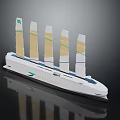 White SEAHAWK Sailing Water Vessel With Five Vertical Beige Sails And Modern Design