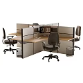 Modern Office Desk With Partition Office Chair Computer And Accessories