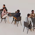 Multiple People Sitting Around Round Tables In Modern Indoor Space Working Chatting And Drinking