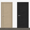 Modern Swing Doors in Light and Dark Wood Finishes with Silver Handles