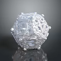 White 3D Sphere Made of Numbers and Letters with Hollow Reflective Design on Black Background