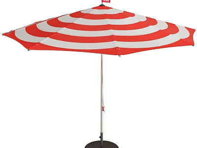 Red And White Striped Outdoor Patio Umbrella With Black Base For Shade Use 3d model