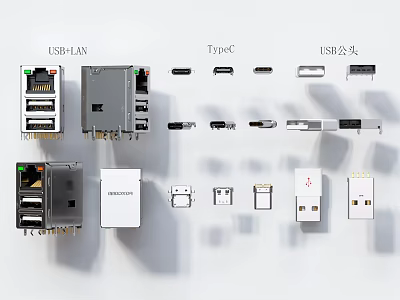 Digital USB Type C USB3.0 LAN And USB2.0 Ports Expansion Modules For Devices 3d model