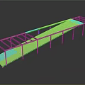 Sleek Long Platform Walkway Structure With Metal Frame And White Surface Design 3d model